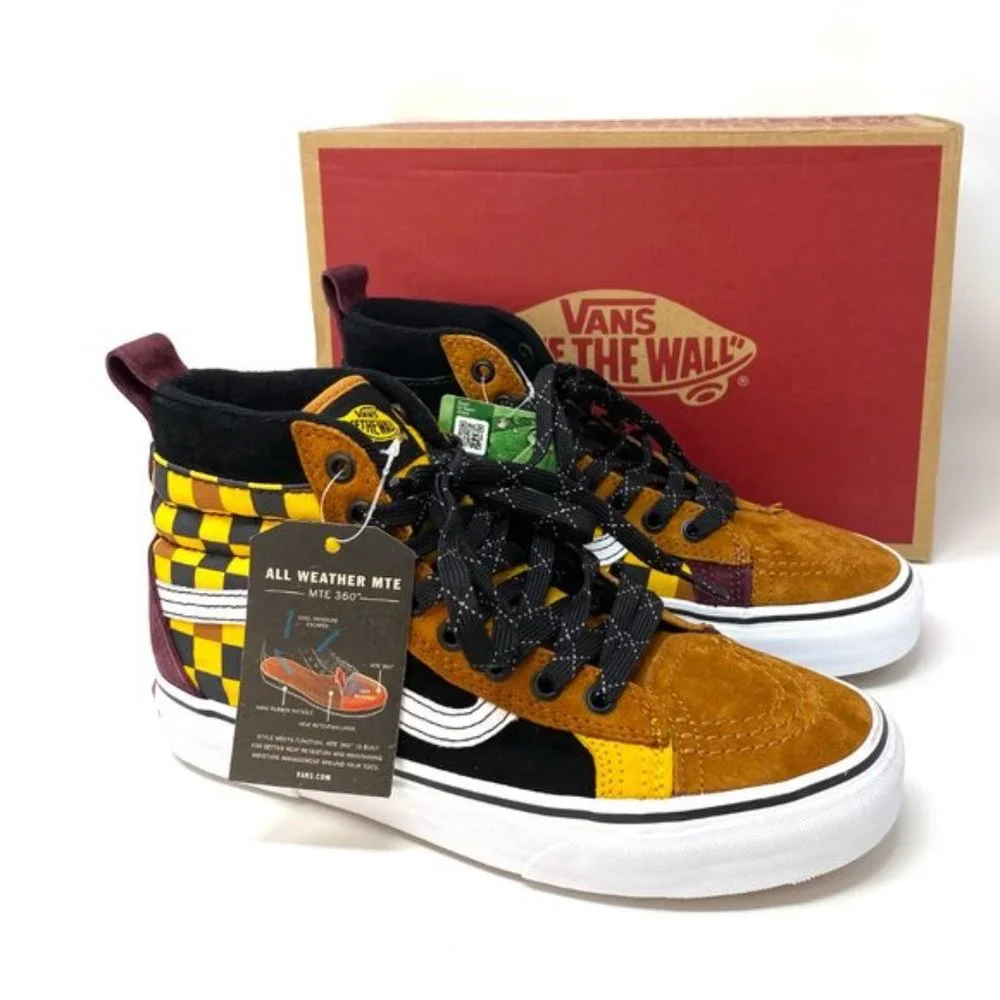 VANS Sk8-Hi Mte Dx Suede Canvas Brown Check Yell Women's Size 8.5 VN0A3DQ522Z - Picture 4 of 7